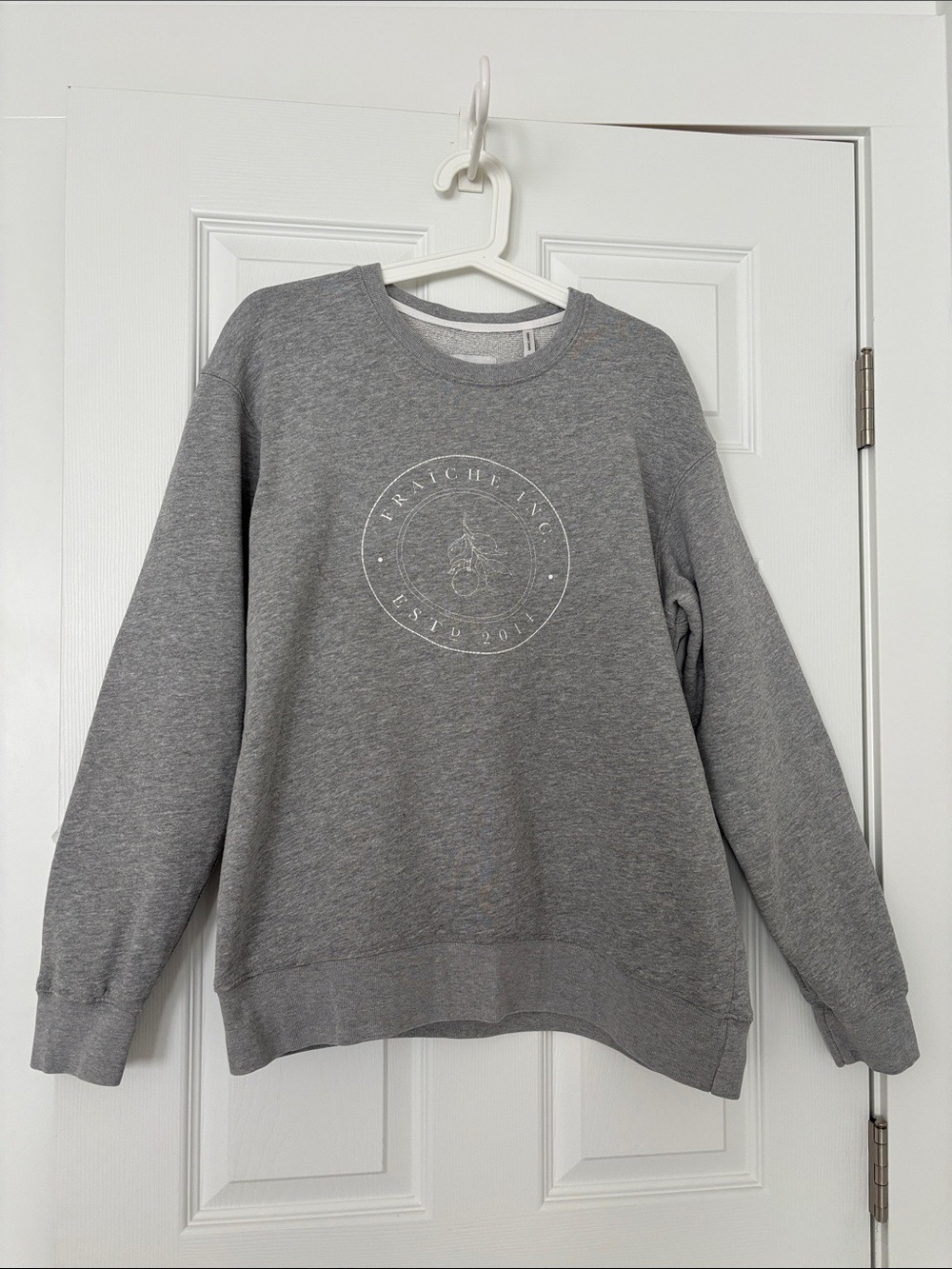 FRAICHE LIVING crewneck sweatshirt French terry cotton gray size medium - Picture 3 of 11